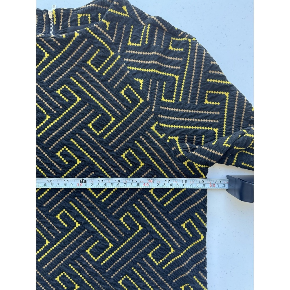 Women's Herringbone Mod Blouse Textured Knit Anthropologie Black Yellow Size M - Picture 8 of 9